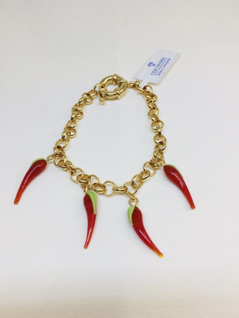 Pulseira Elo Portugês Com 4 Pimentinhas Com Fecho Bóia