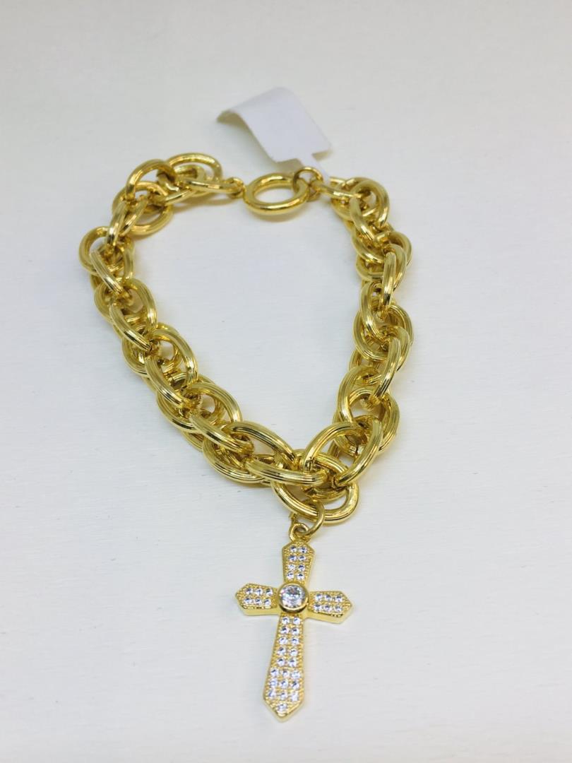 Pulseira Elos Com Berloque Cravejada