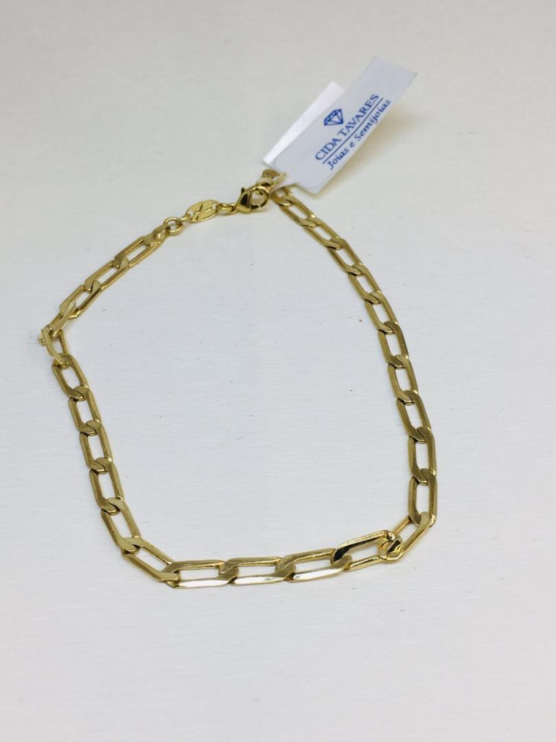 Pulseira Unissex Elos Ovais Banho Dourado