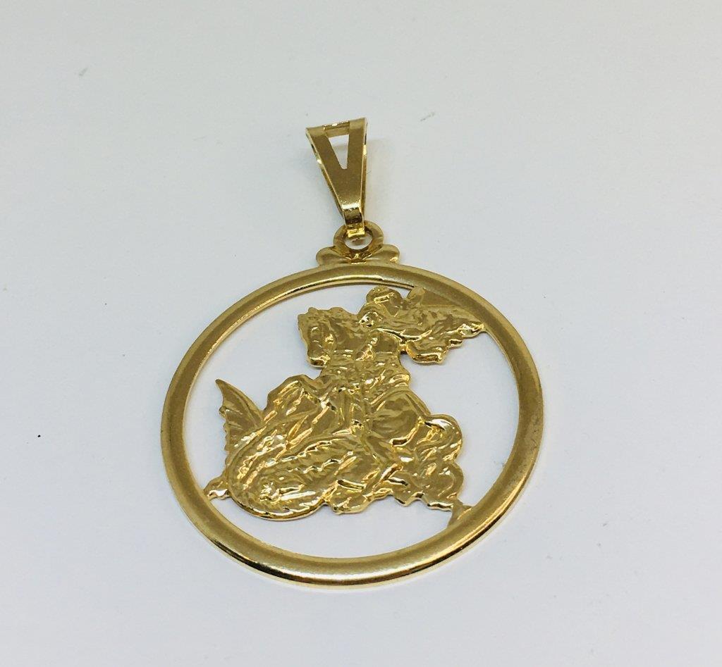 Pingente Medalha de São Jorge Redonda Vazada