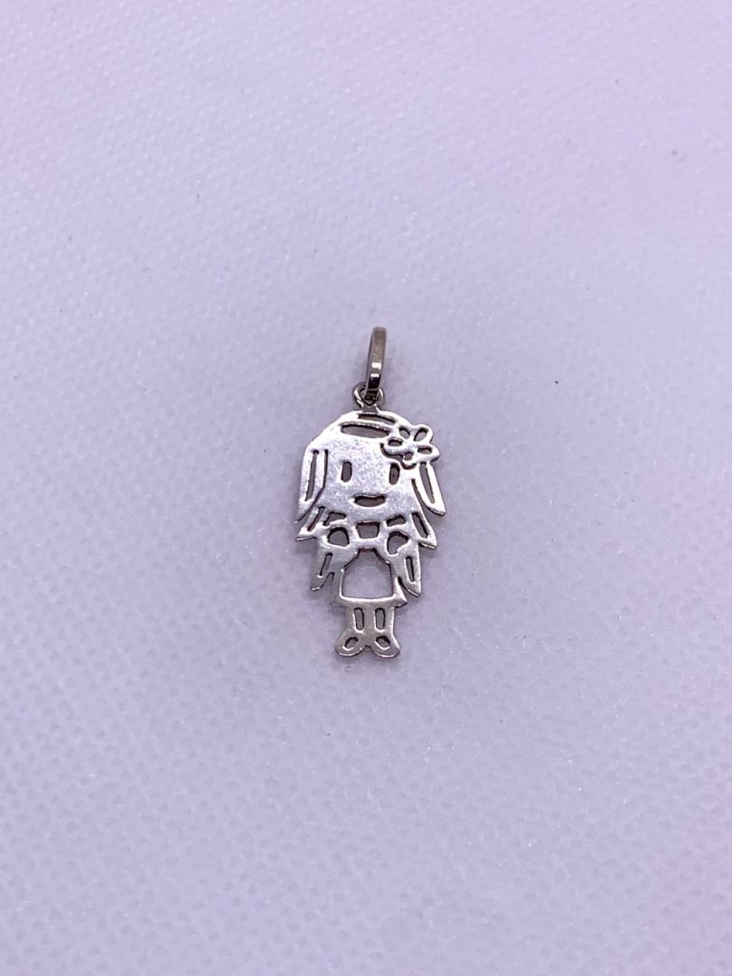 Pingente Menina Prata Com Banho De Ródio