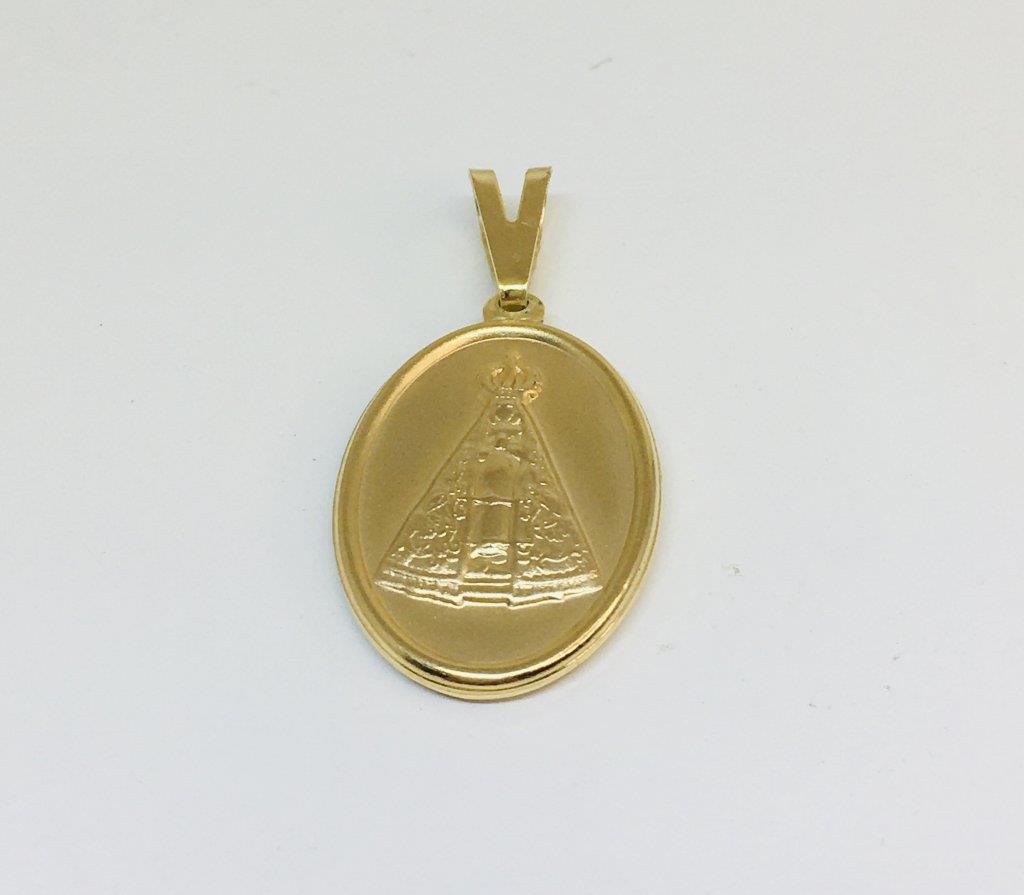 Pingente Oval Banho Fosco Medalha Nossa Senhora Aparecida