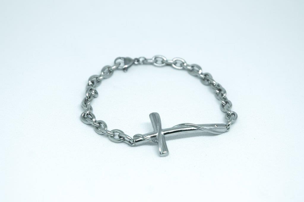 Pulseira De Aço Com Cruz