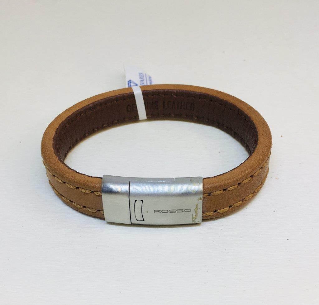 Pulseira De Couro Com Fecho De Aço Inox