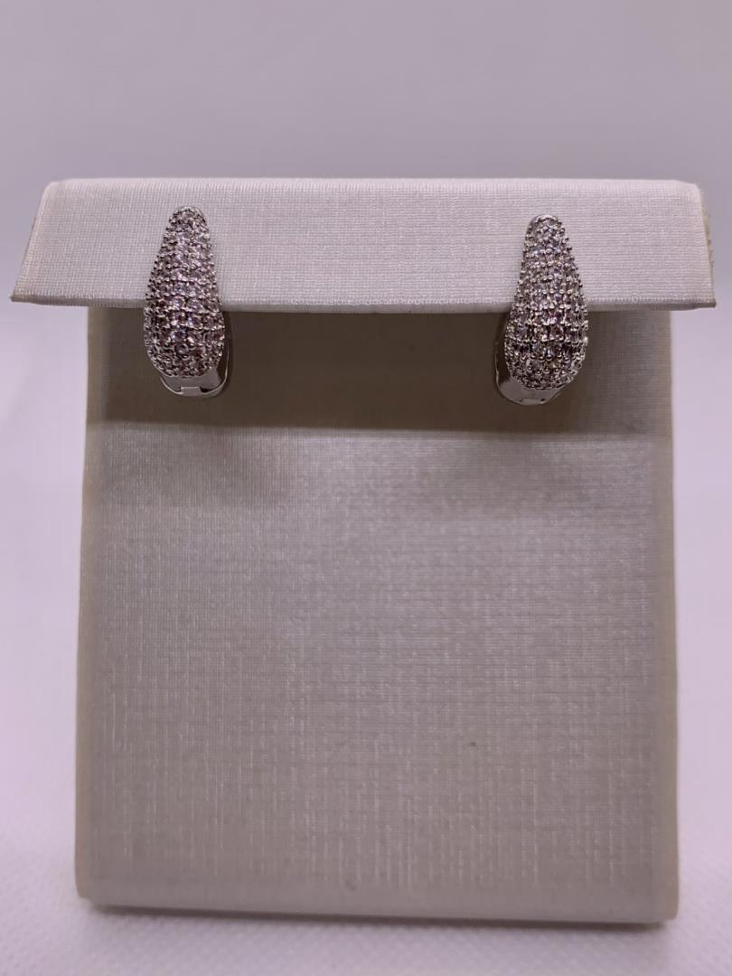 Argola Quadrada Fechada Cravejada Banho De Ródio - Imagem 2