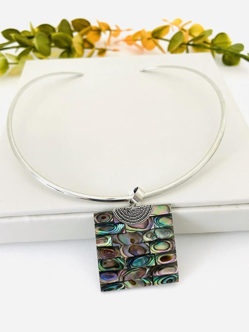 Aro com Pingente Prata de Pedra Abalone