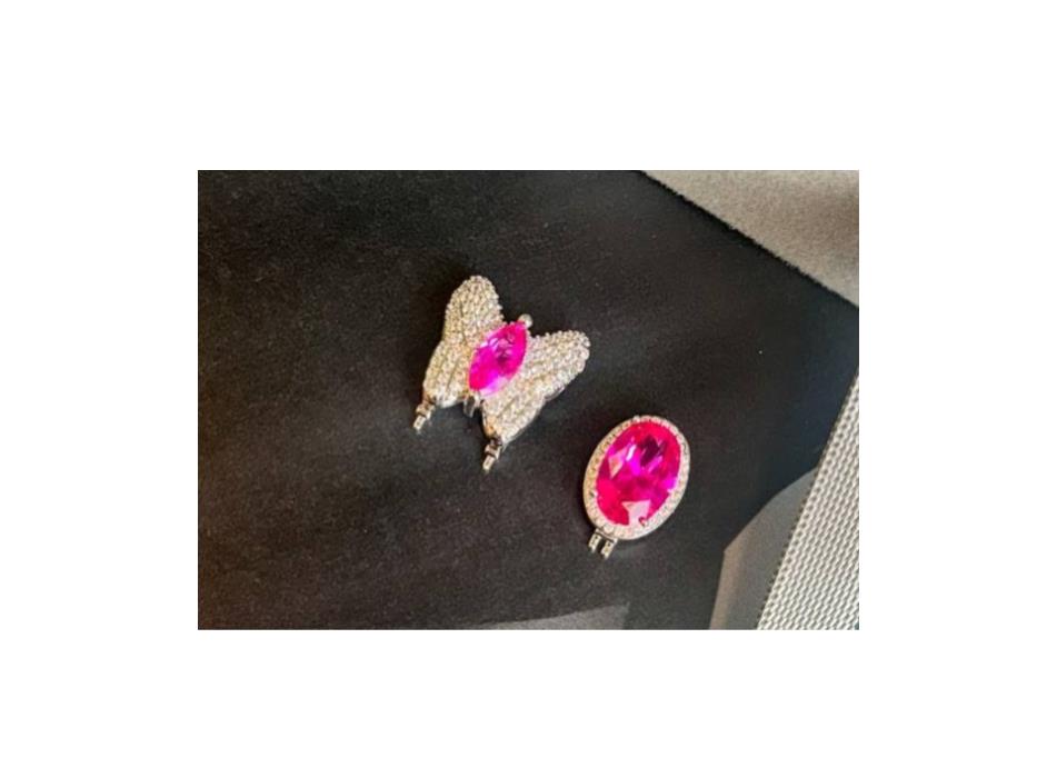 Berloque Borboleta Para Pulseira Com Pedra Formato Oval Cor Pink