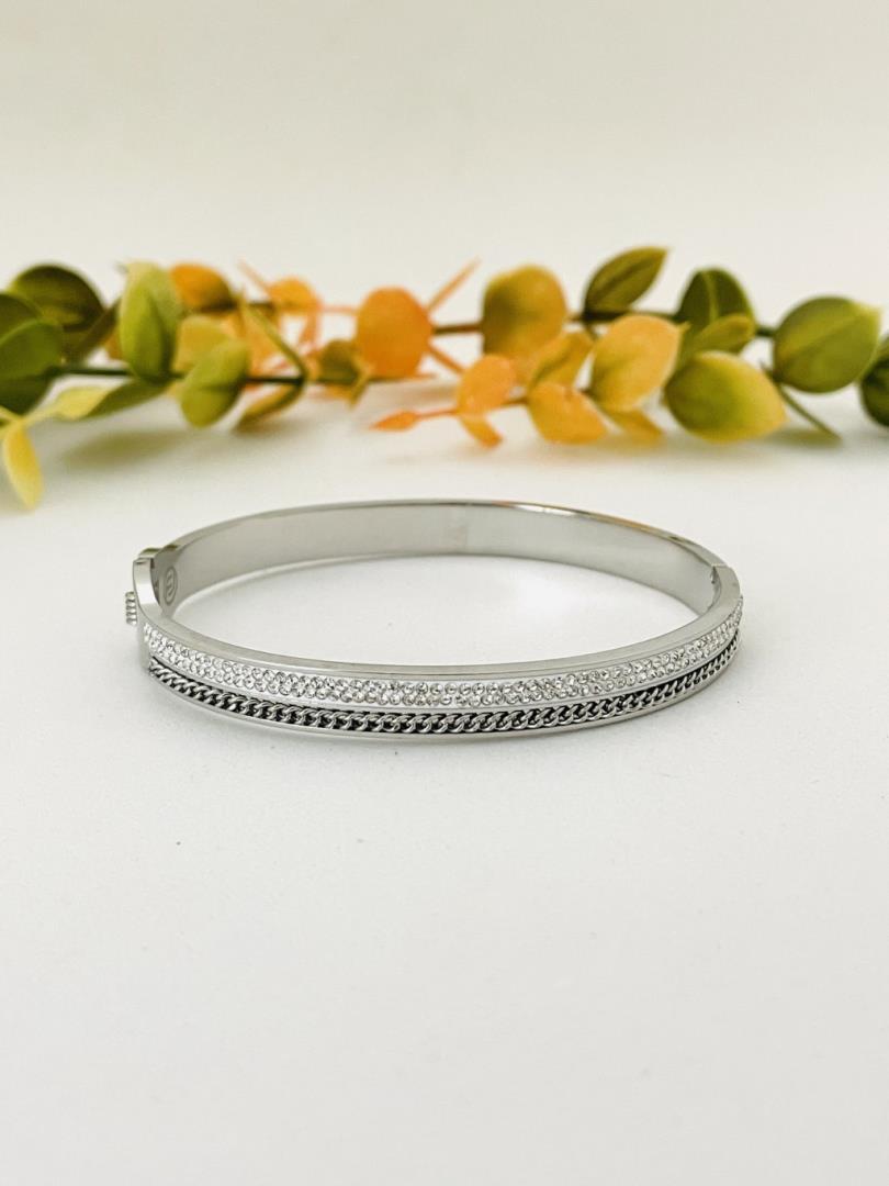 Bracelete de Aço Com Strass