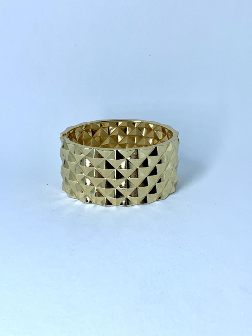 Bracelete Fechado Largo Banhado A Ouro - Imagem 2