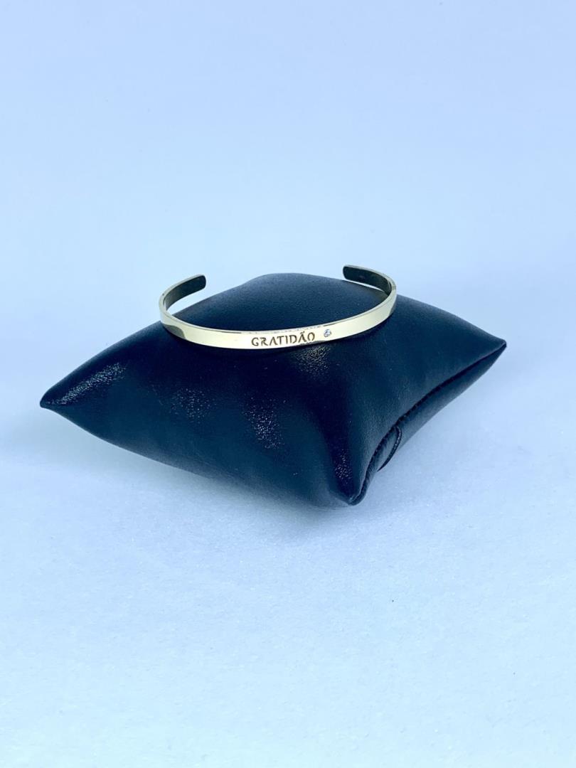 Bracelete Gratidão Aberto Com Banho De Ouro