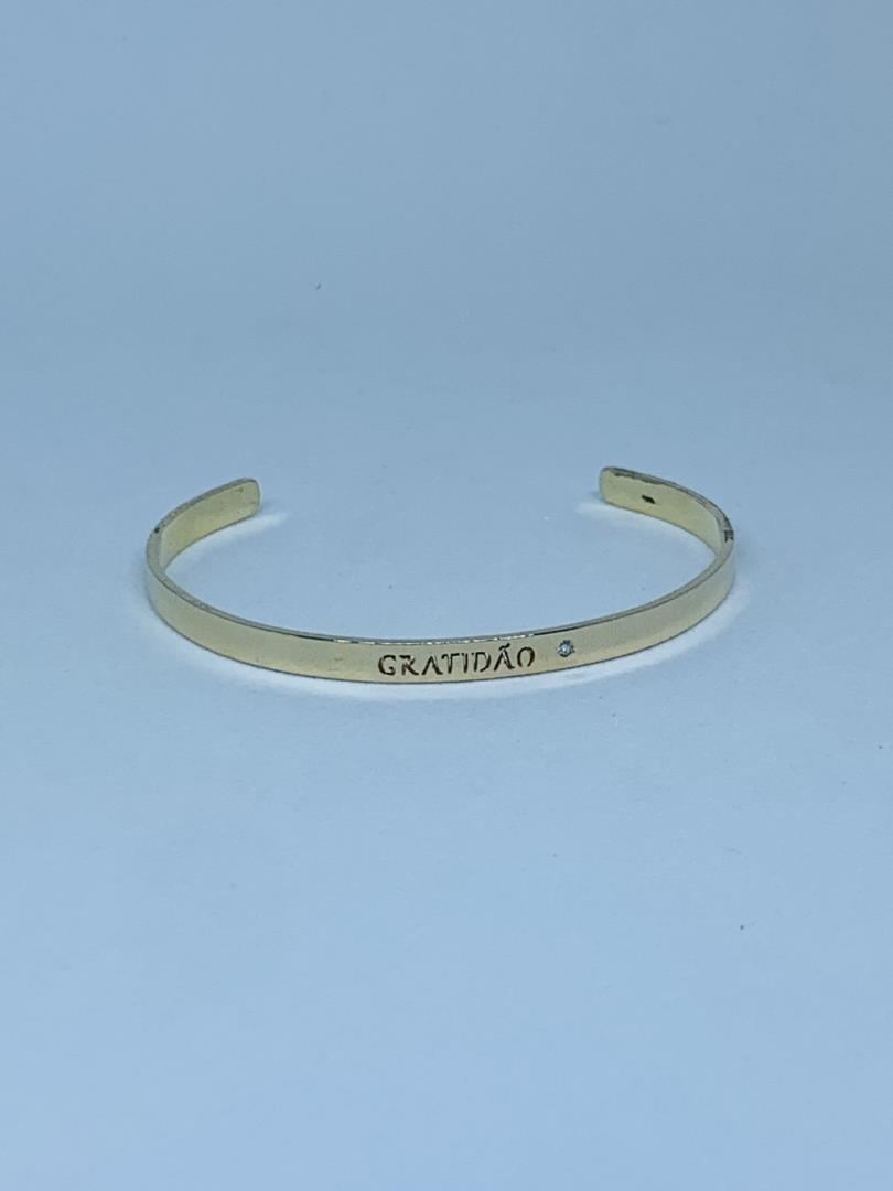Bracelete Gratidão Aberto Com Banho De Ouro - Imagem 2
