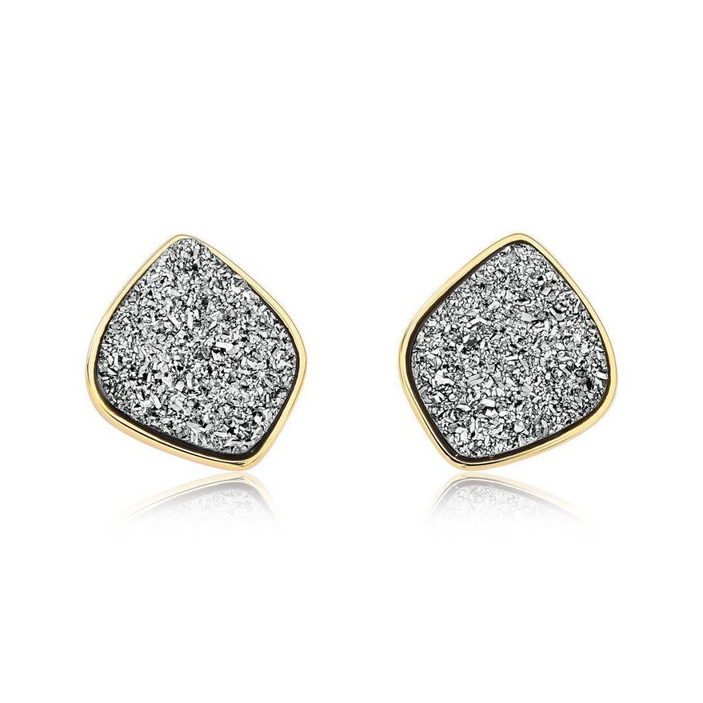 Brinco Com Pedra Drusa Platina