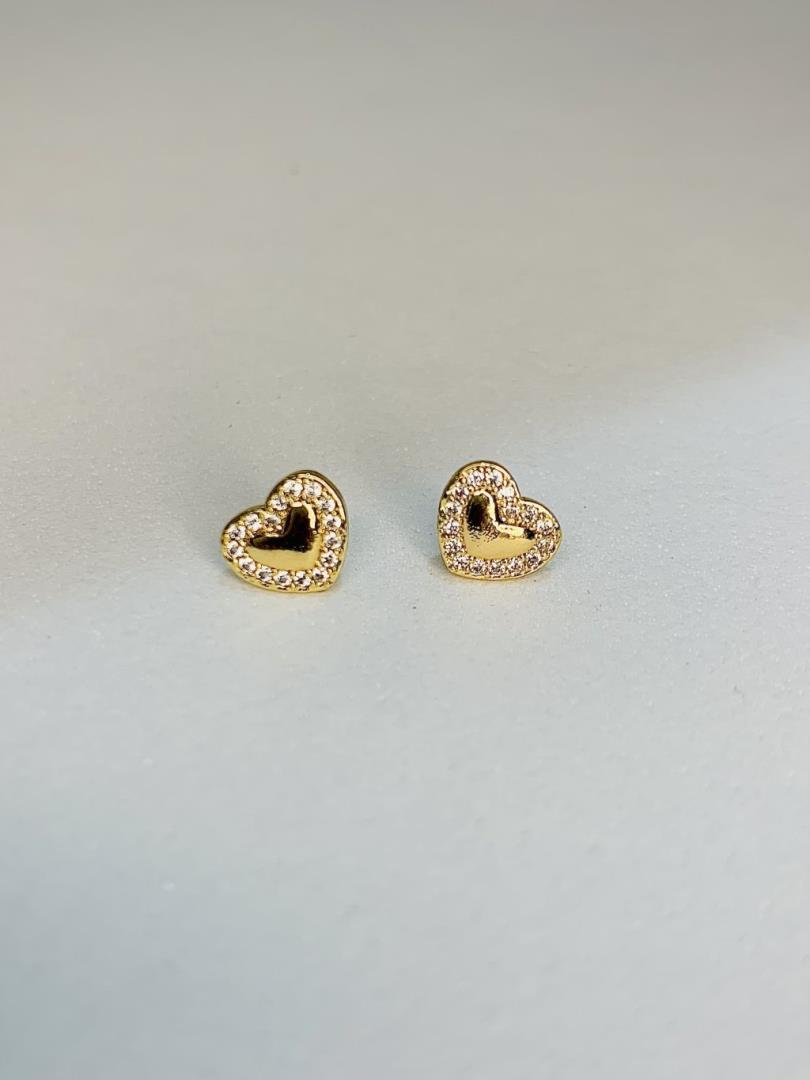 Brinco Coração Com Zircônias Cravejadas - Imagem 2
