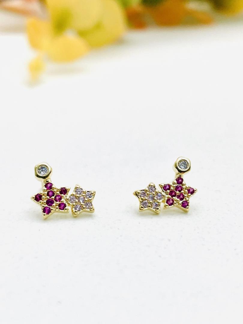 Brinco Estrelinha Dupla Cravejada