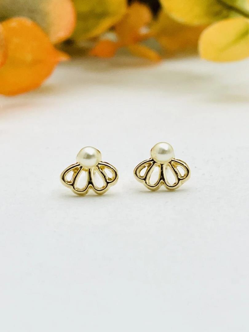 Brinco Meia Flor com Pérola Central - Imagem 2