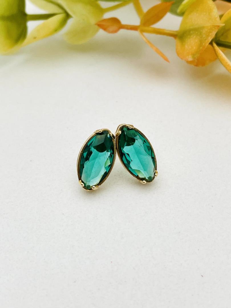 Brinco Oval Pedra Fusion Verde - Imagem 2