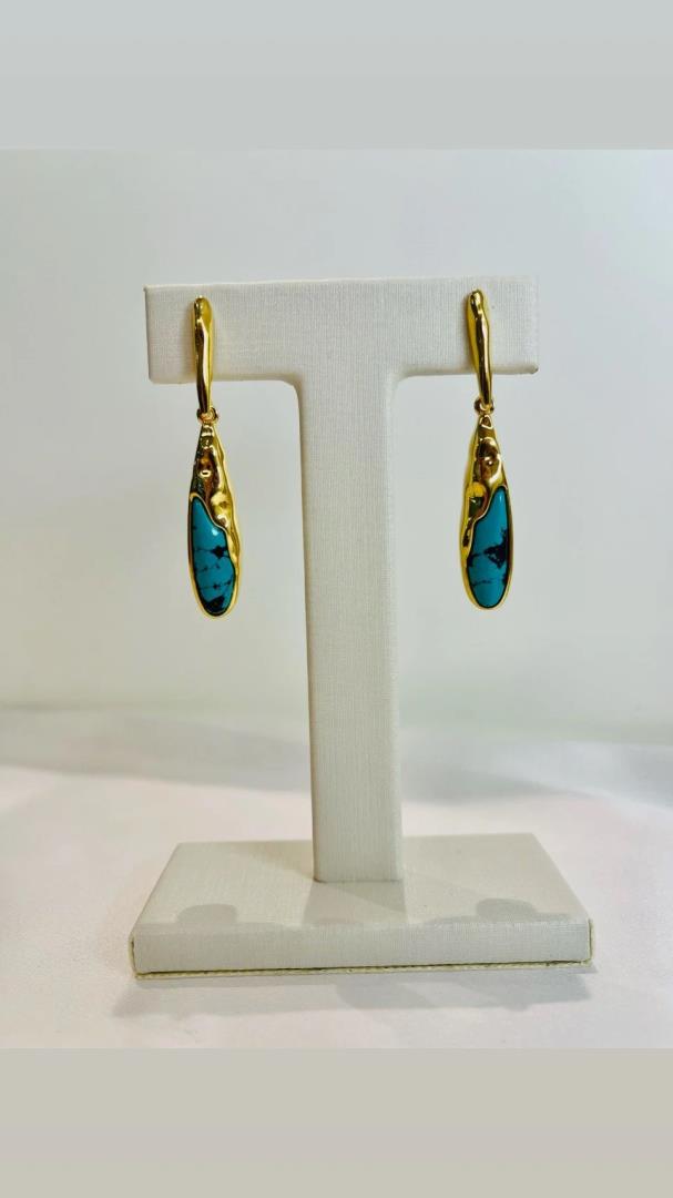 Brinco Pedra Azul Turquesa