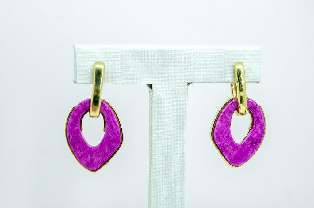 Brinco Pedra Natural Cor Rosa Pink