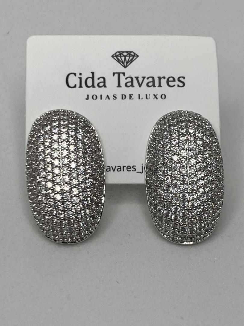 Brinco Prata Cravejada De Zircônias