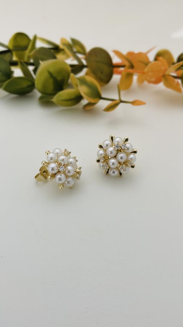 Brincos de Pérolas com Zircônias Cravejadas