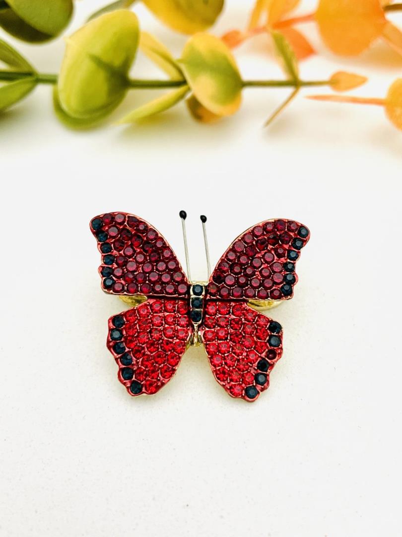 Broche Formato Borboleta com Pedras Cravejadas