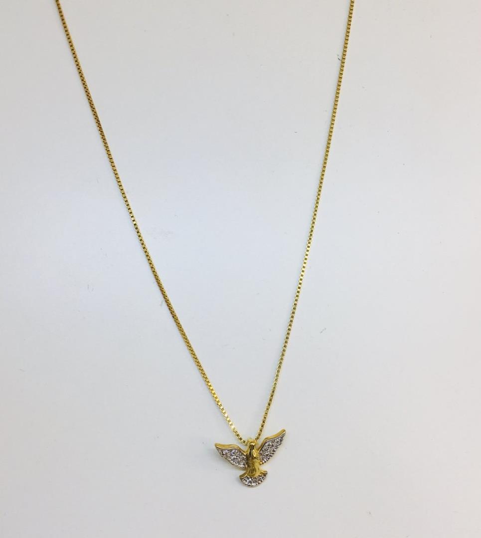 Colar Com Pingente Do Dvidino Espirito Santo Cravejado