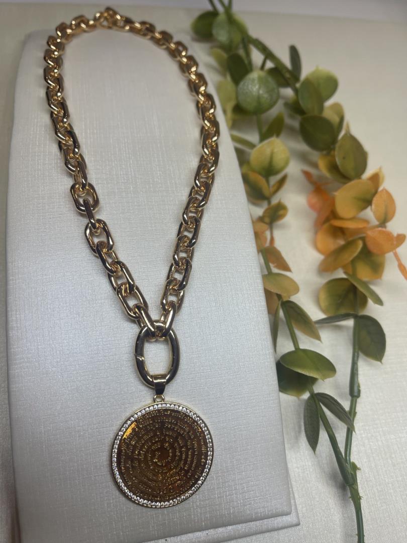 Colar Elos Largos Com Pingente Oração Do Pai Nosso