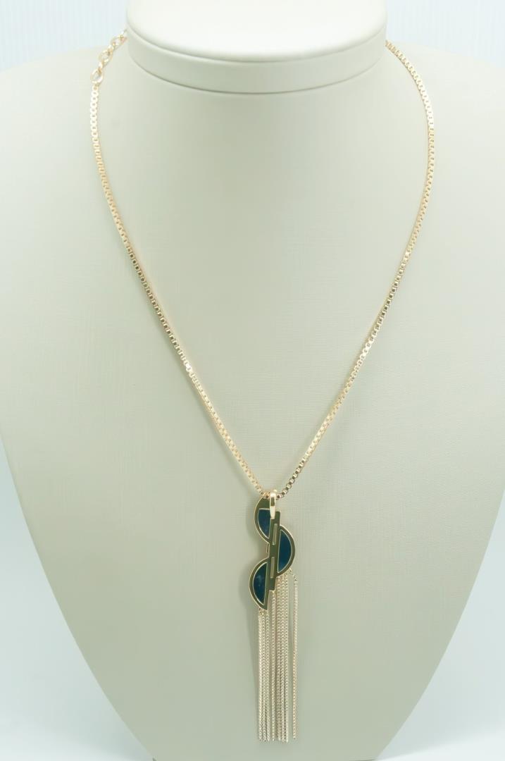 Colar Longo Com Franja E Pedra Natural Sodalita Azul