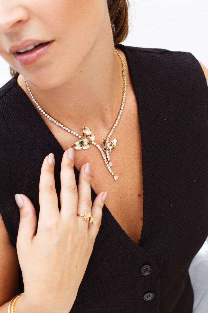 Colar Riviera Com Borboletas Cravejadas