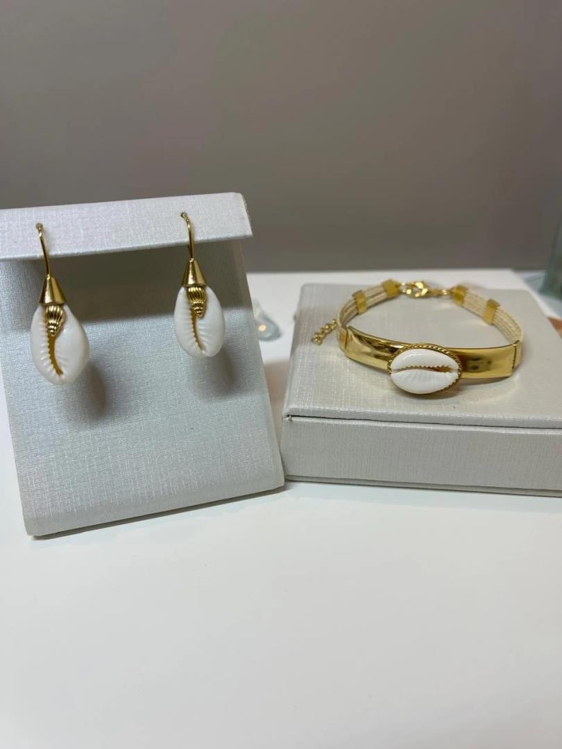 Conjunto Biojoias Banhada A Ouro