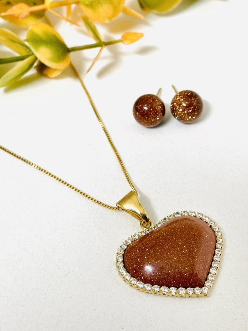 Conjunto Colar e Brinco Pedra do Sol