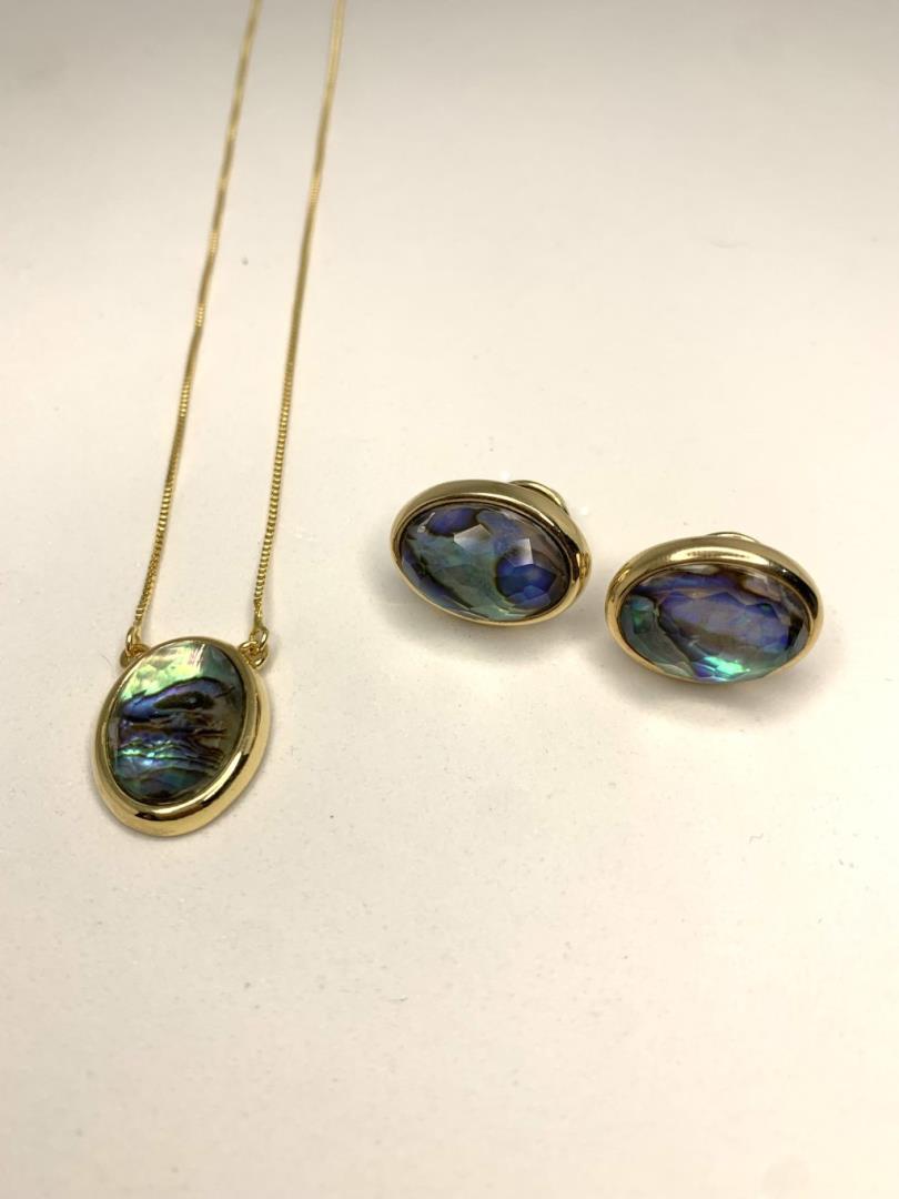 Conjunto Com Pedras Abalone Importada