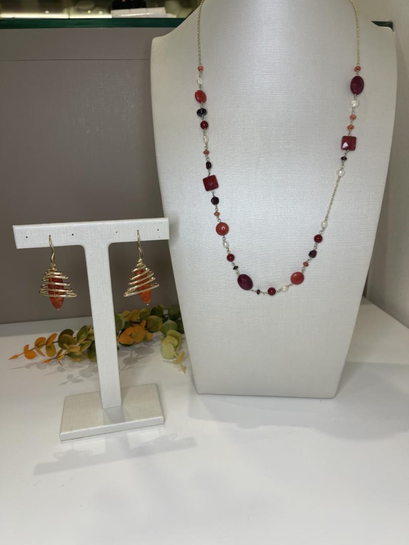 Conjunto Com Pedras Naturais E Pérolas Cultivadas