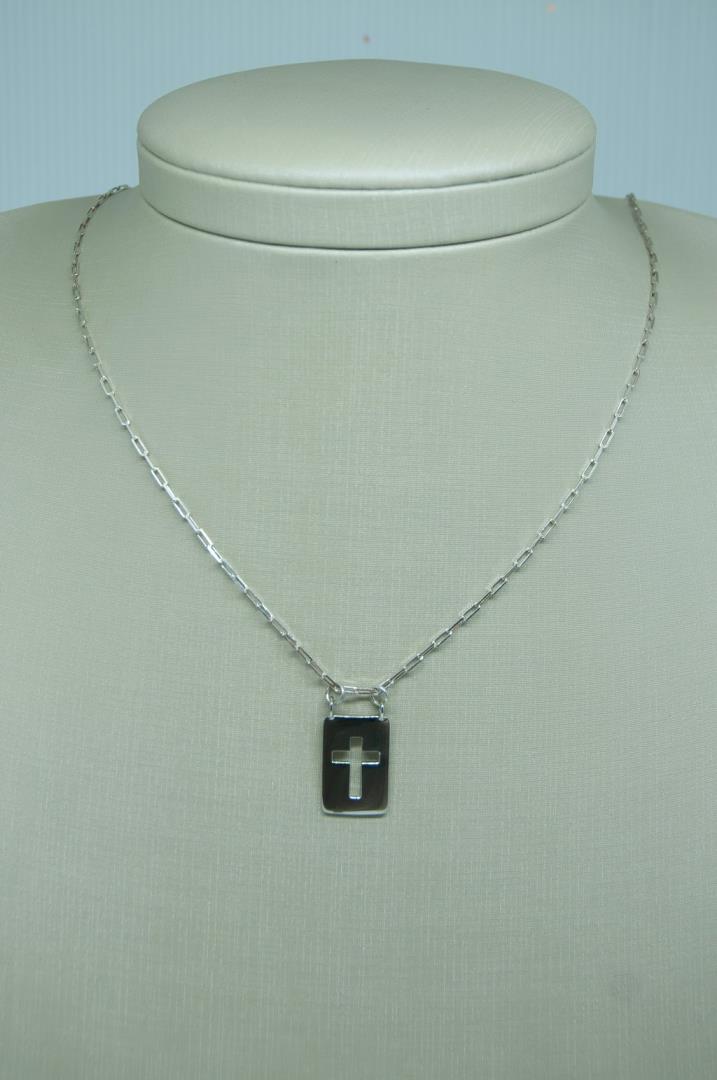 Corrente de Prata 925 Com Pingente Cruz Vazada