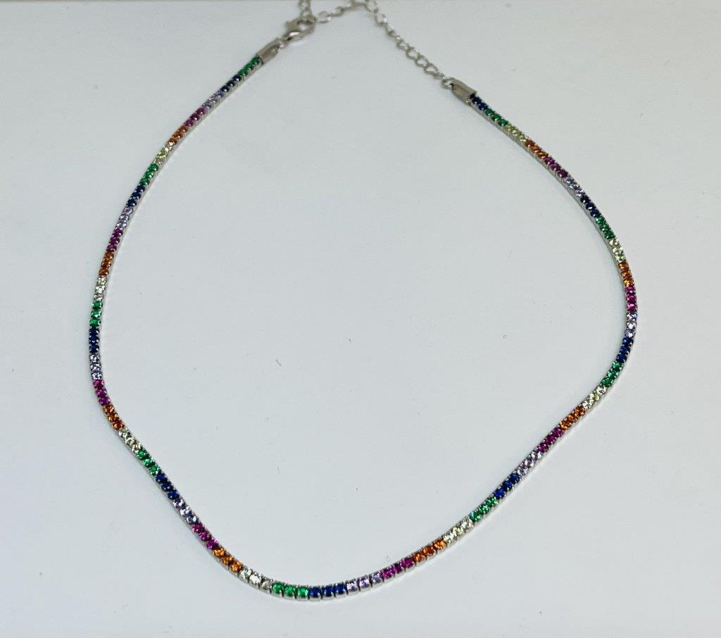 Gargantilha Chocker De Prata Riviera Com Extensor