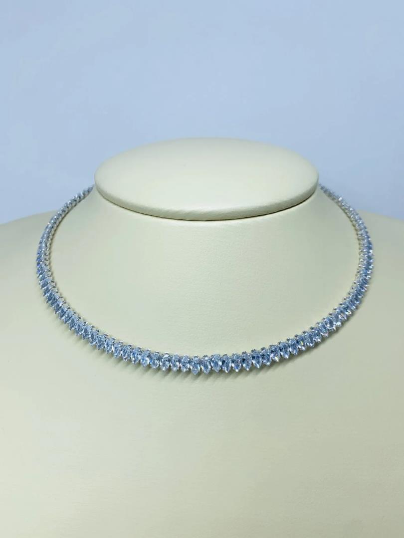 Gargantilha De Rivieras Com Banho De Ródio