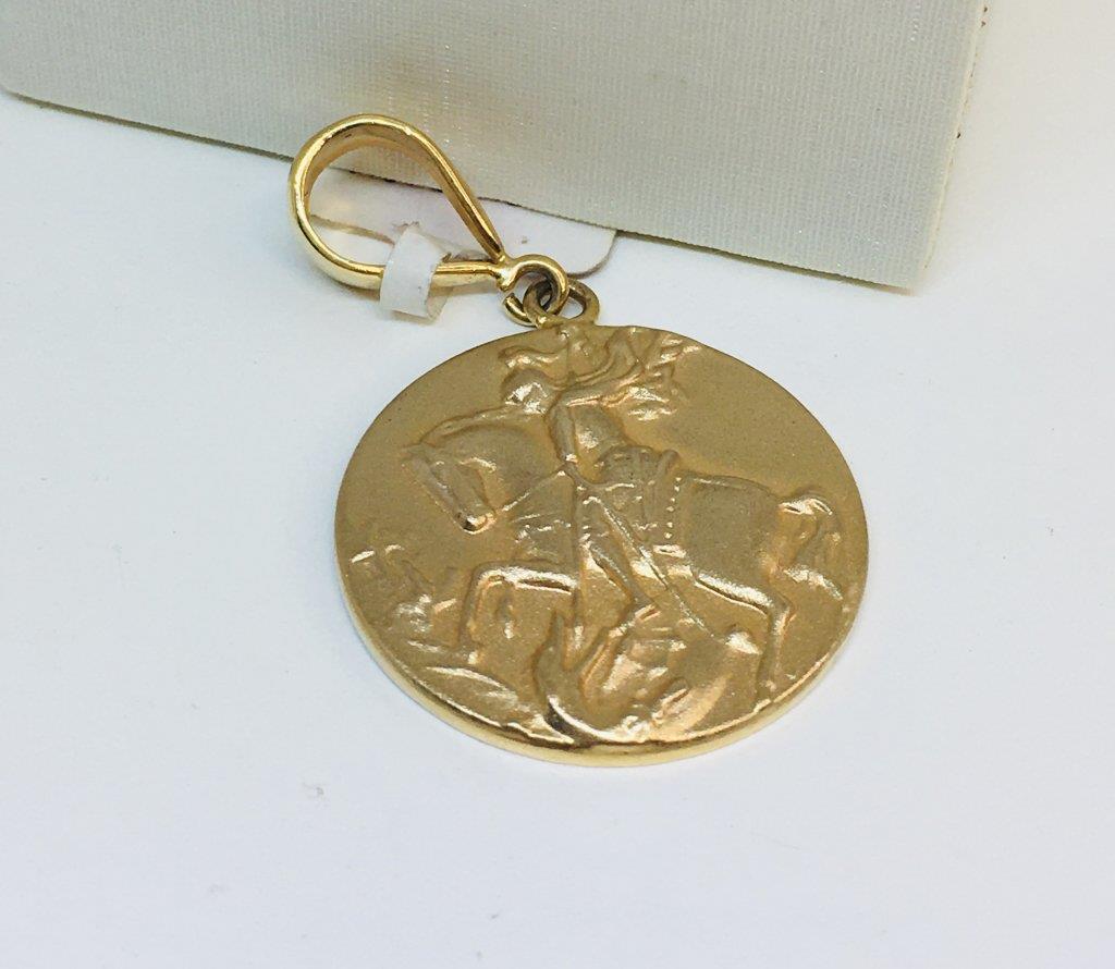 Pingente De São Jorge Redondo Fosco