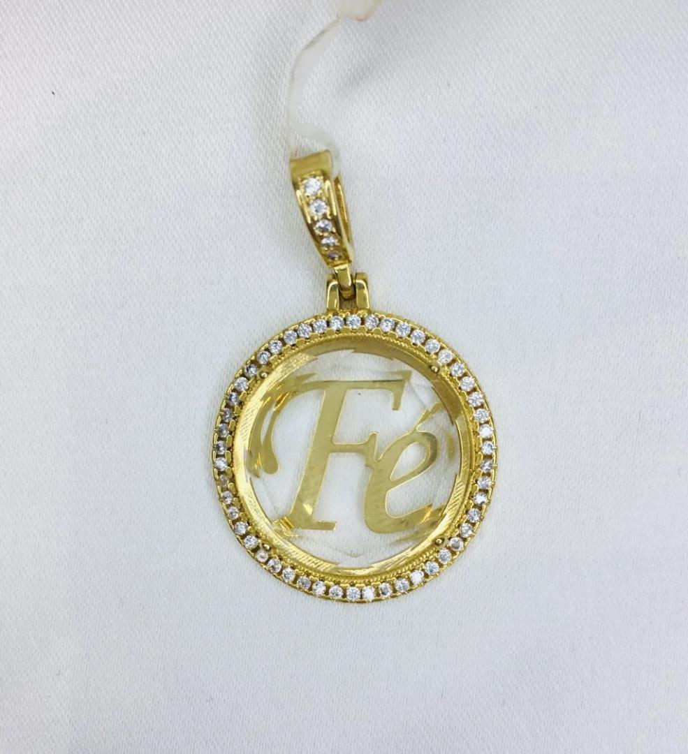 Pingente Fé De Cristal Cravejado