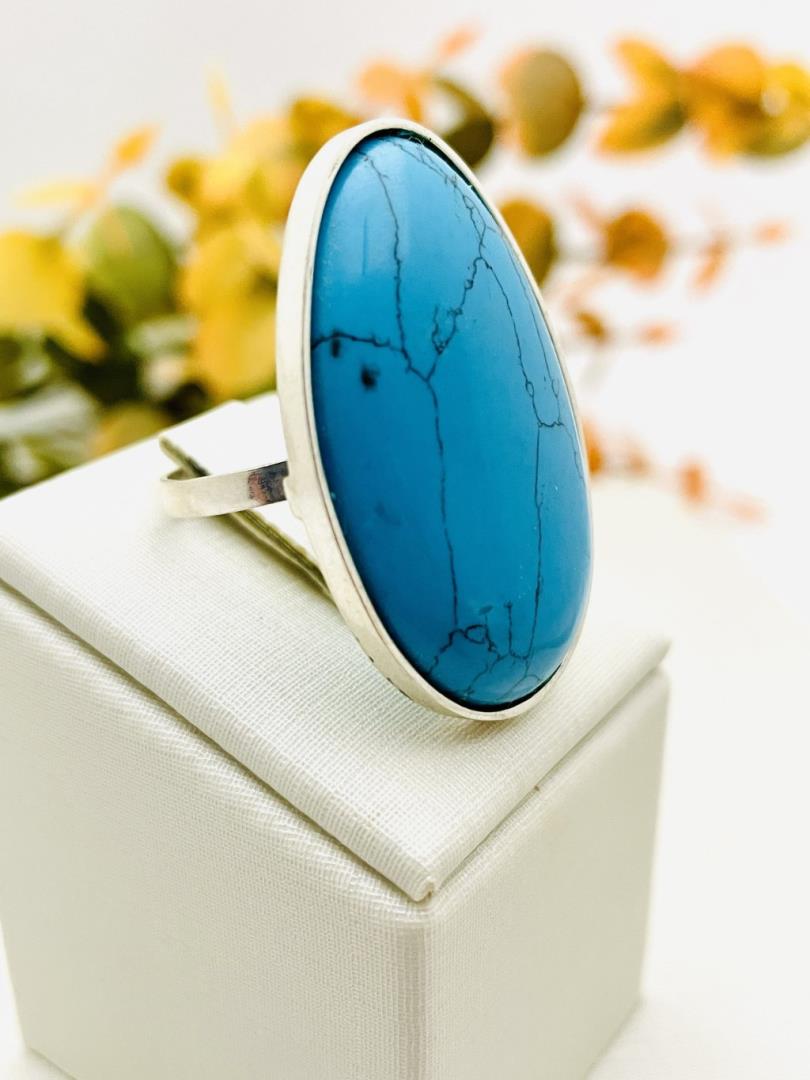 Anel de Prata Azul Turquesa