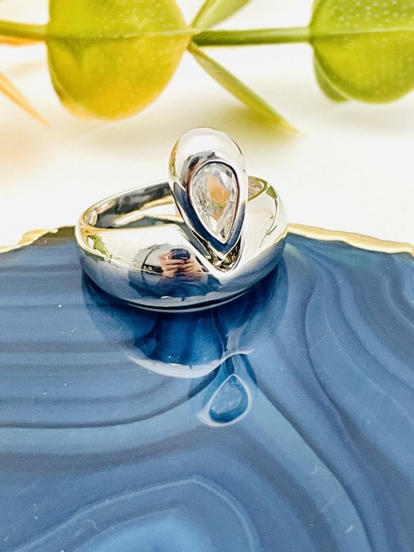 Anel de Prata com Banho de Ródio Aro 24