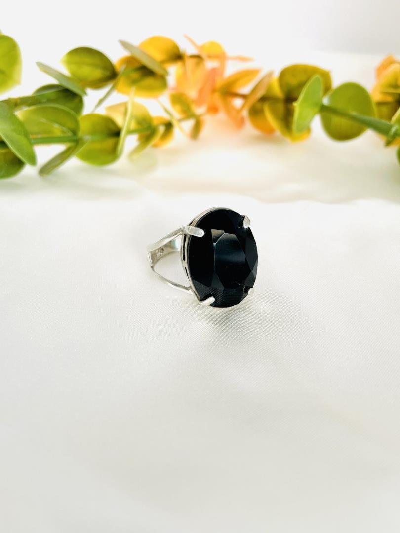 Anel de Prata com Pedra Ônix - Imagem 2