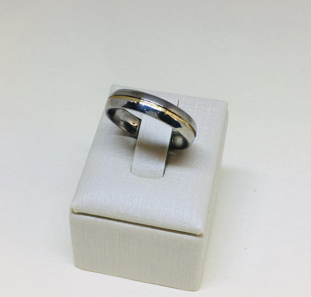 Aliança De Aço Com Filete de Ouro 18 K