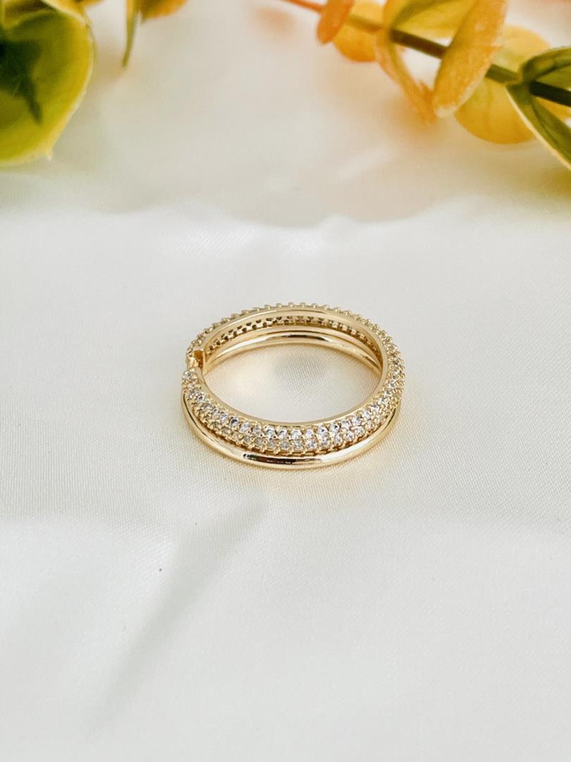 Anel Duplo com Zircônias Cravejadas