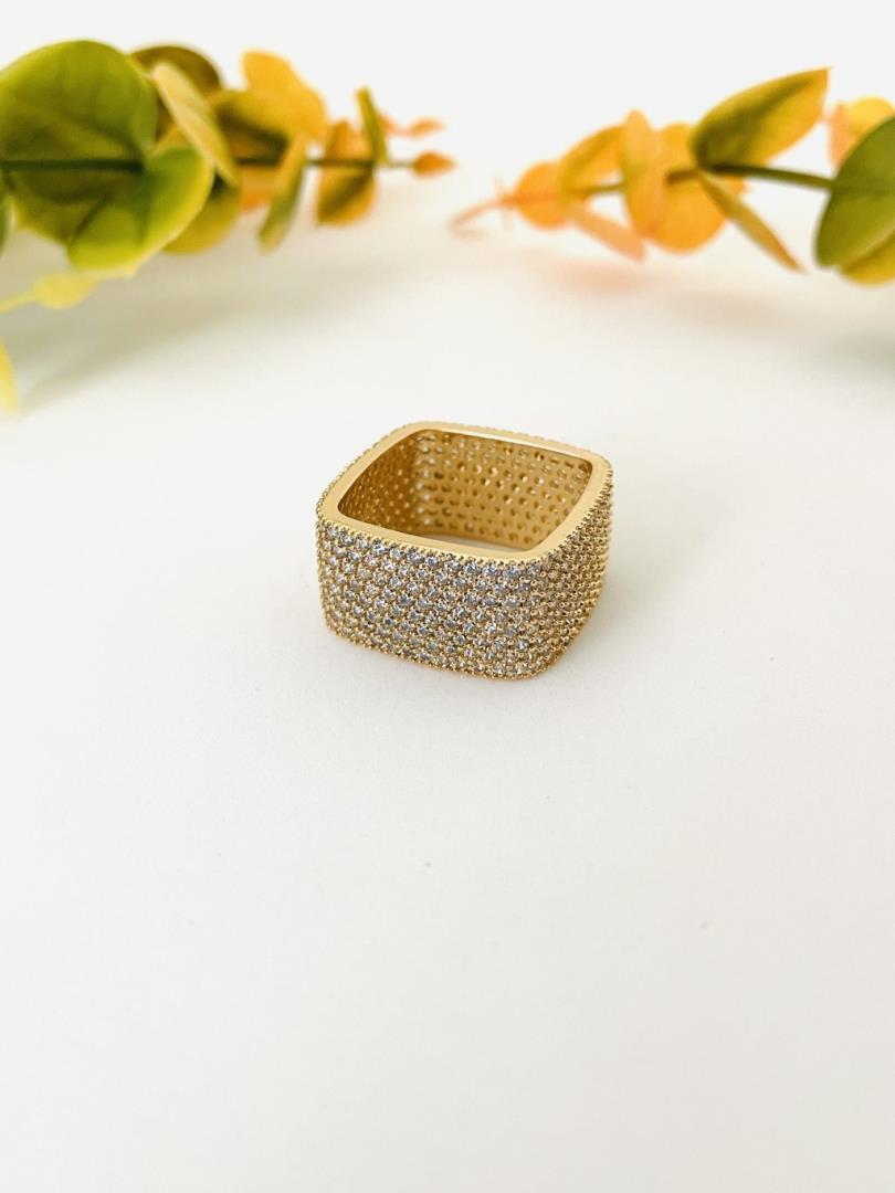 Anel Formato Quadrado Cravejado - Imagem 2