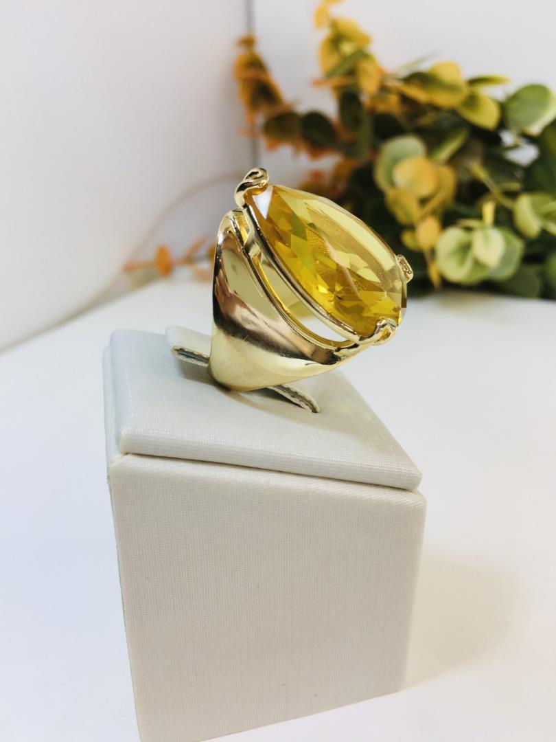 Anel Largo Com Pedra Laranja Formato Gota - Imagem 2