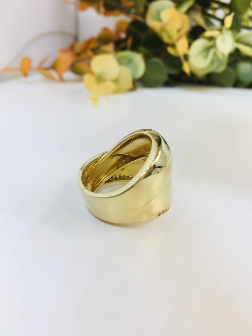 Anel Largo Duas Alianças Com Zircônias Cravejadas Na Lateral - Imagem 2