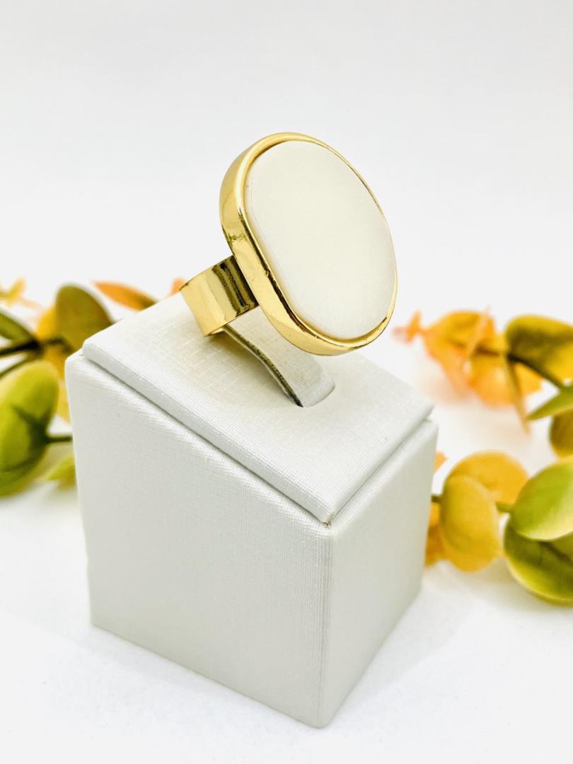 Anel Orgânico Banho de Ouro 18k com Resina