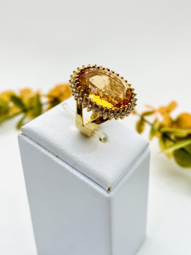 Anel Pedra Amarelo Citrino Cravejado