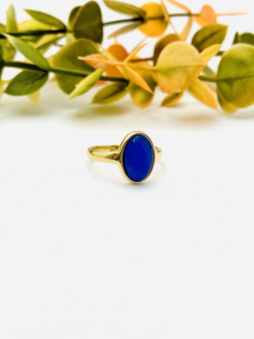 Anel Pedra Natural Azul Bic