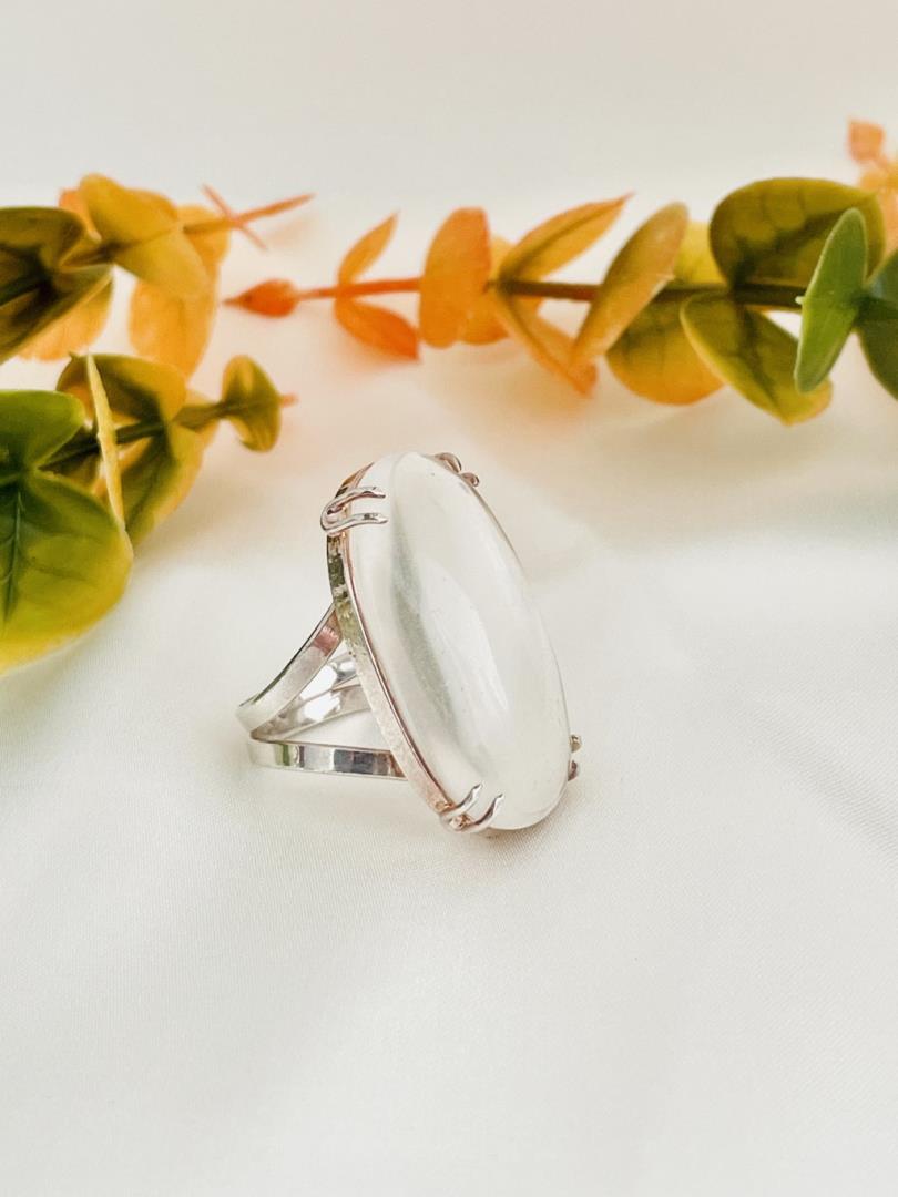 Anel Pedra Oval Leitosa - Imagem 2